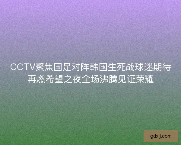 CCTV聚焦国足对阵韩国生死战球迷期待再燃希望之夜全场沸腾见证荣耀