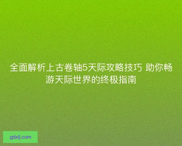 全面解析上古卷轴5天际攻略技巧 助你畅游天际世界的终极指南