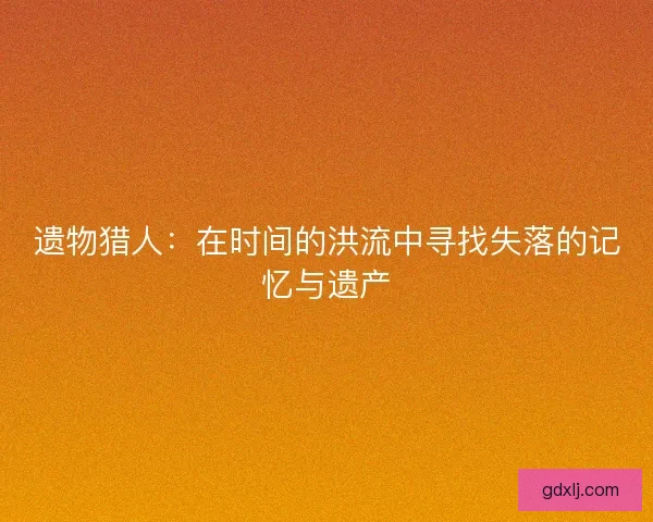 遗物猎人:在时间的洪流中寻找失落的记忆与遗产 遗物猎人:在时间的洪流中寻找失落的记忆与遗产