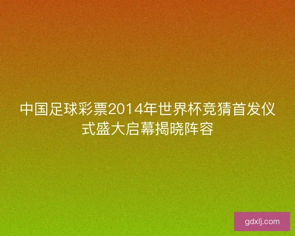 中国足球彩票2014年世界杯竞猜首发仪式盛大启幕揭晓阵容