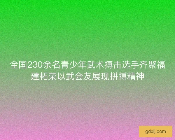 全国230余名青少年武术搏击选手齐聚福建柘荣以武会友展现拼搏精神 全国230余名青少年武术搏击选手齐聚福建柘荣以武会友展现拼搏精神