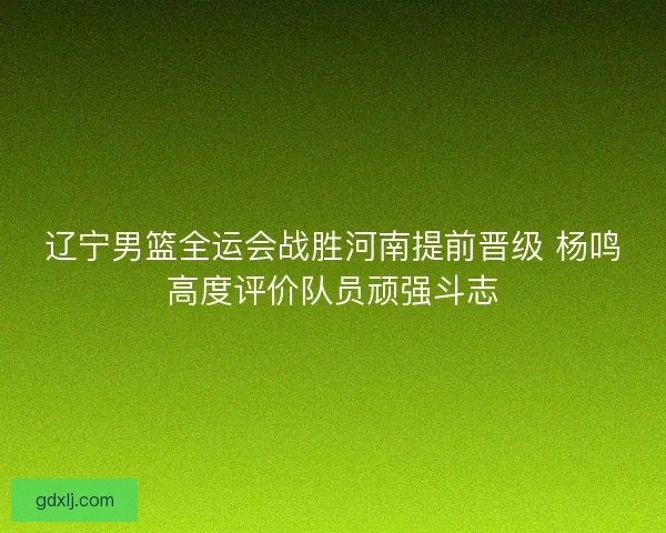 辽宁男篮全运会战胜河南提前晋级 杨鸣高度评价队员顽强斗志